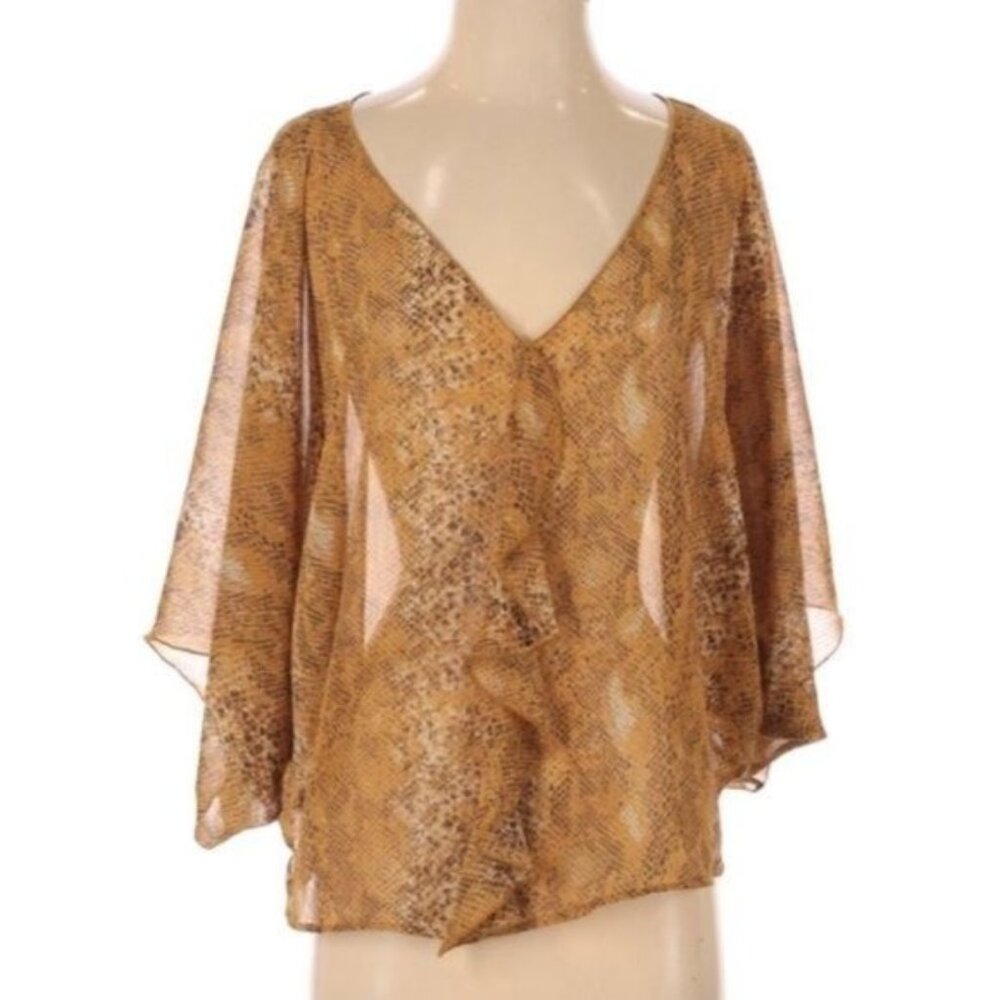 Dana Buchman Snake Print Yellow M‎ Blouse
